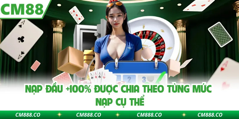 Nạp đầu +100% được chia theo từng mức nạp cụ thể